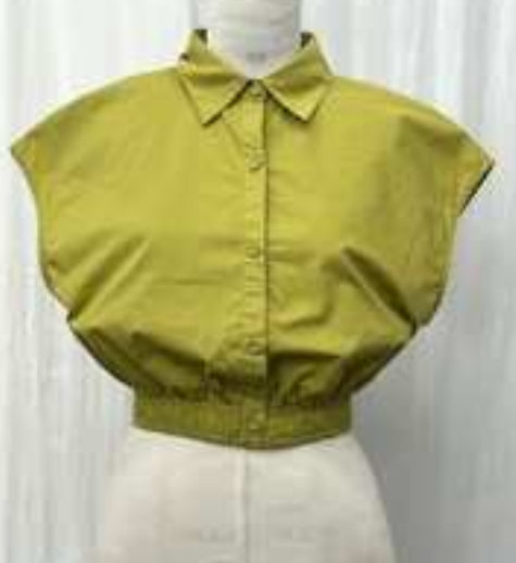 Elastic Waist Button Front Top