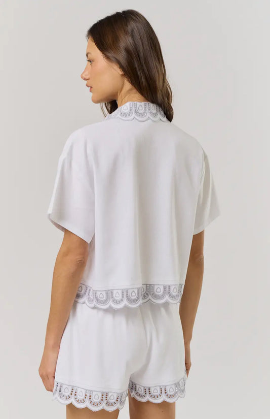 Embroidered Scallop Short Set