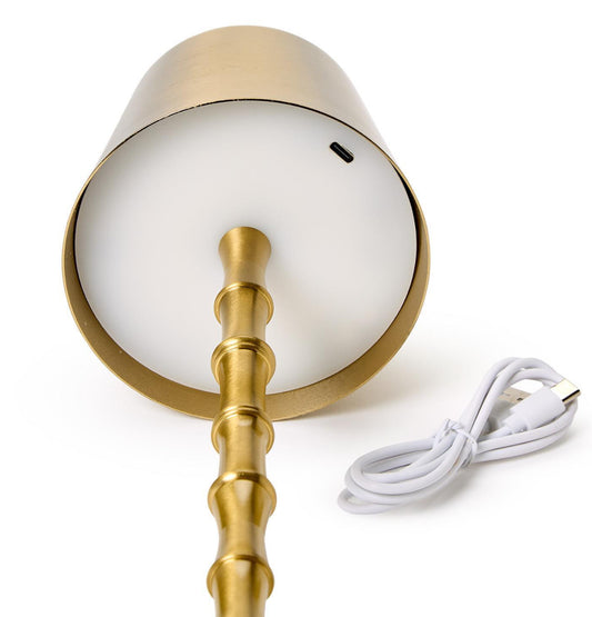 LED Cordless Gold Bamboo Table Lamp