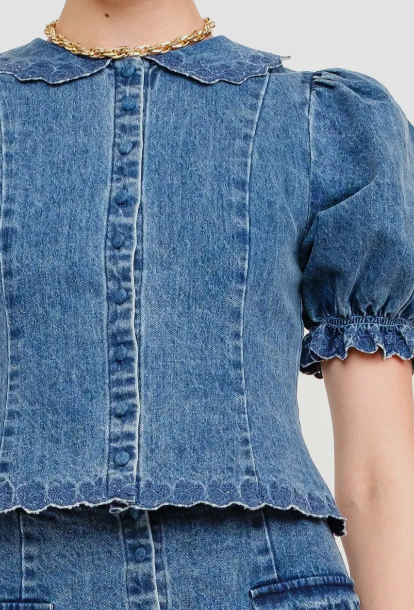 Jaelynn Denim Top Medium Wash