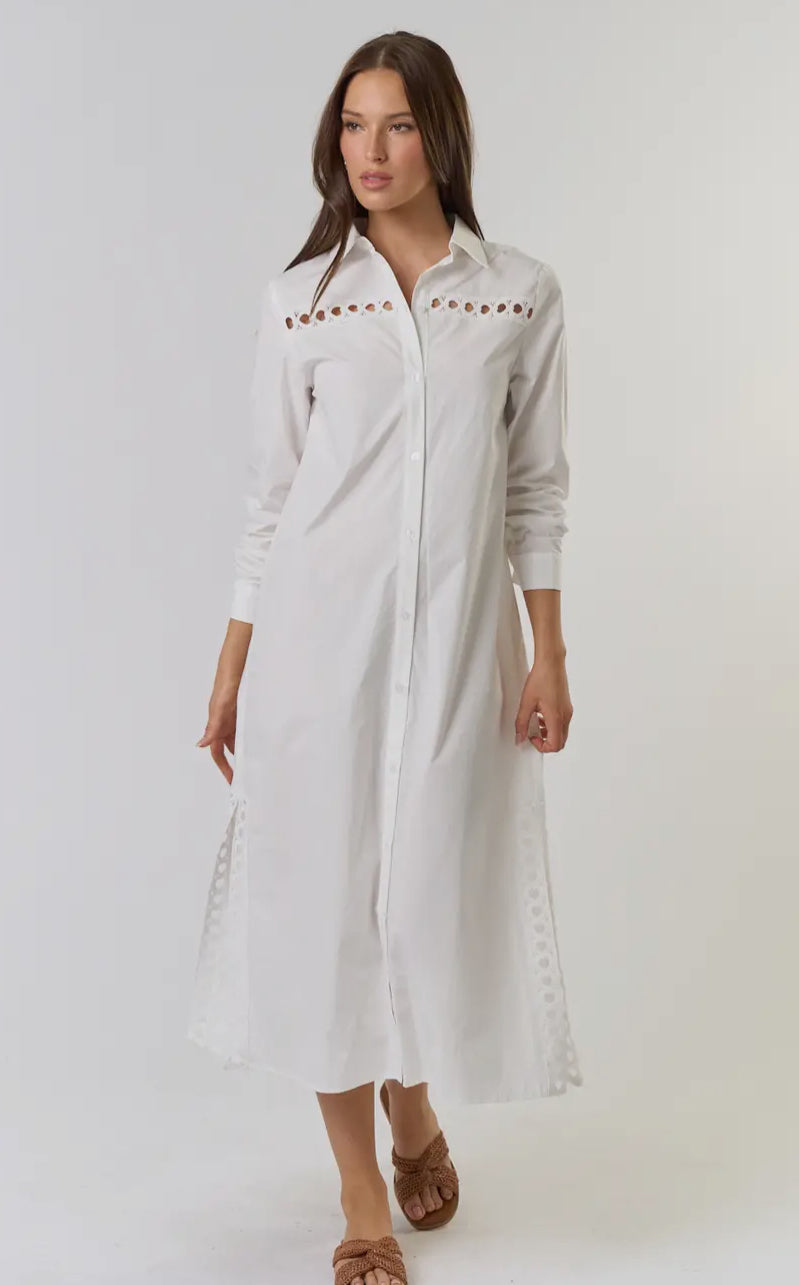 Collared White Midi Dress