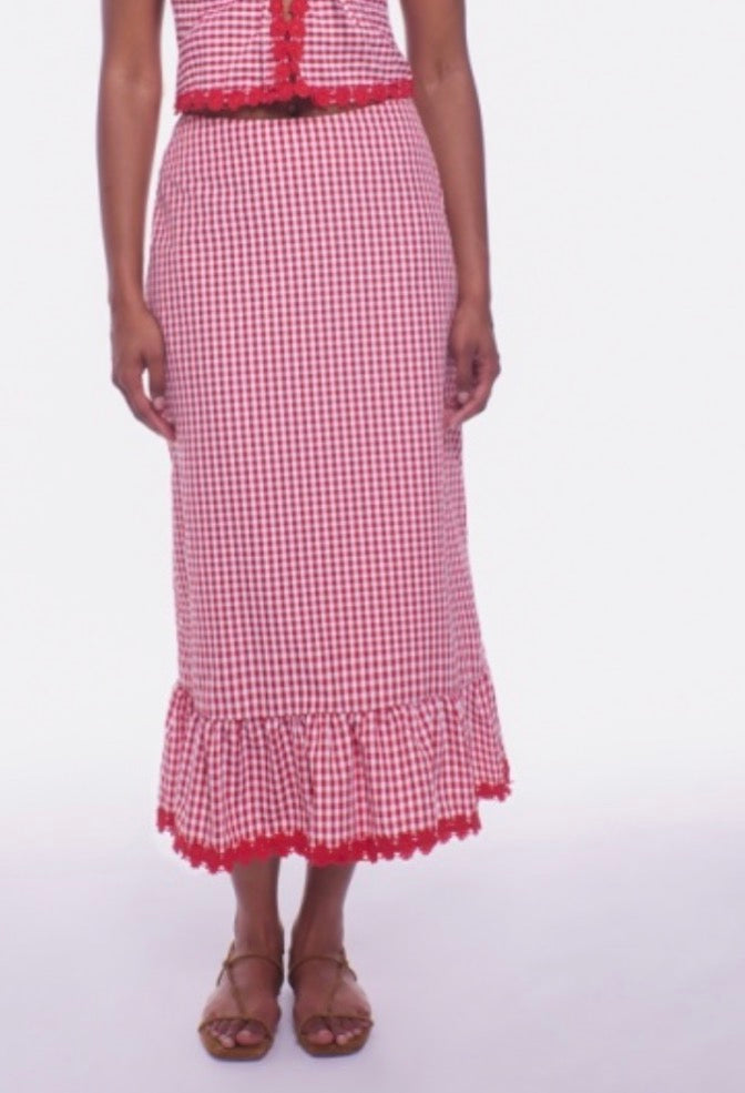 Lola Maxi Skirt in Sriracha Gingham
