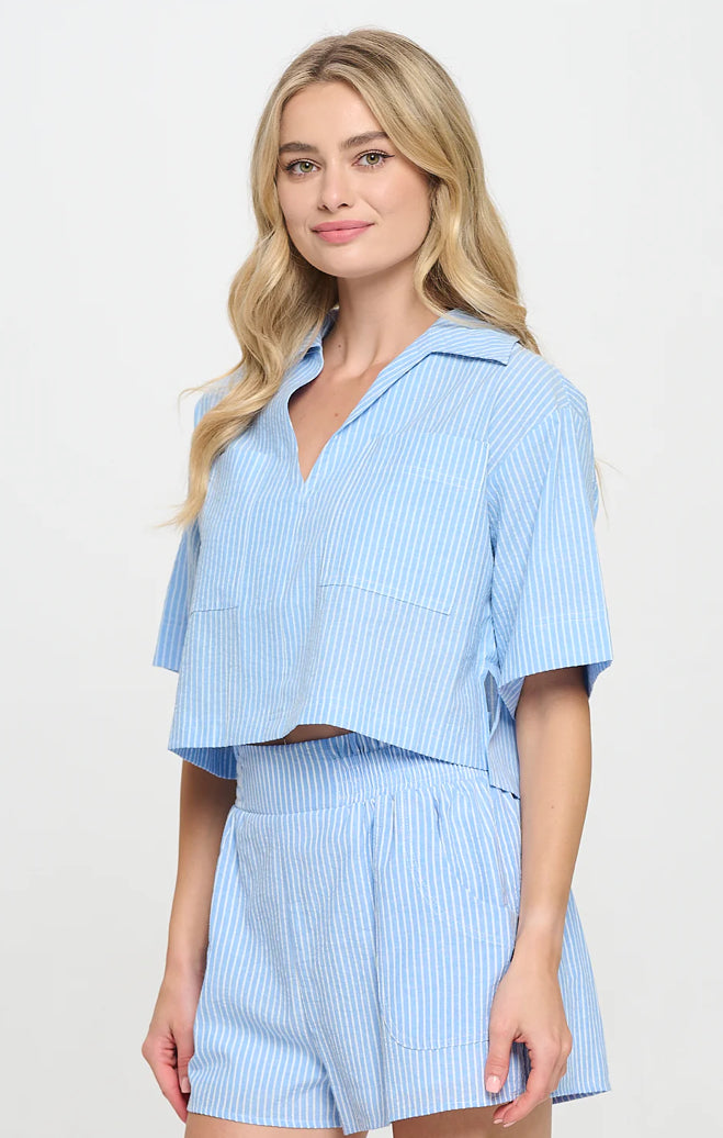 Cerulean Blue Stripe Set