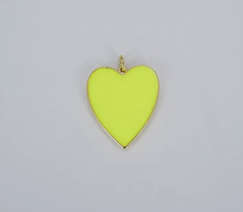 Dainty Heart Charm - Neon Yellow