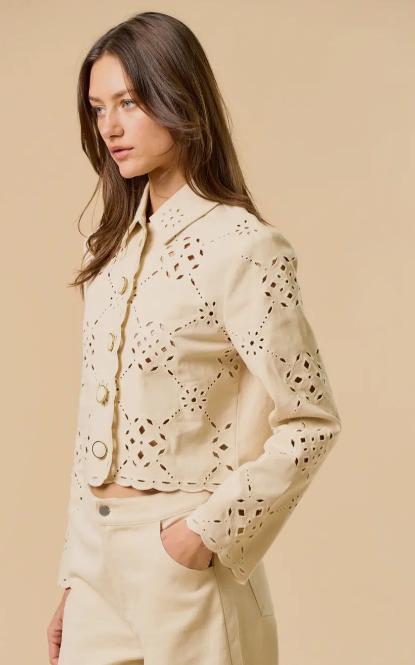 Motif Jacket in Cream