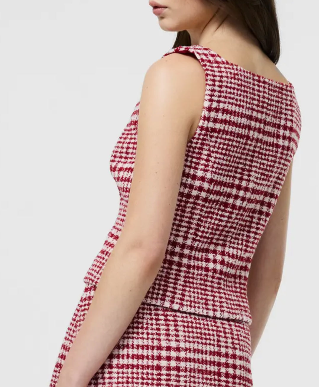 Scarlet Houndstooth Top