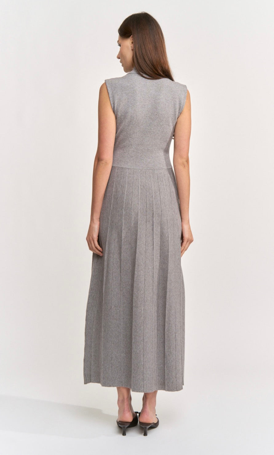 Collared Sweater Belted Midi Dress