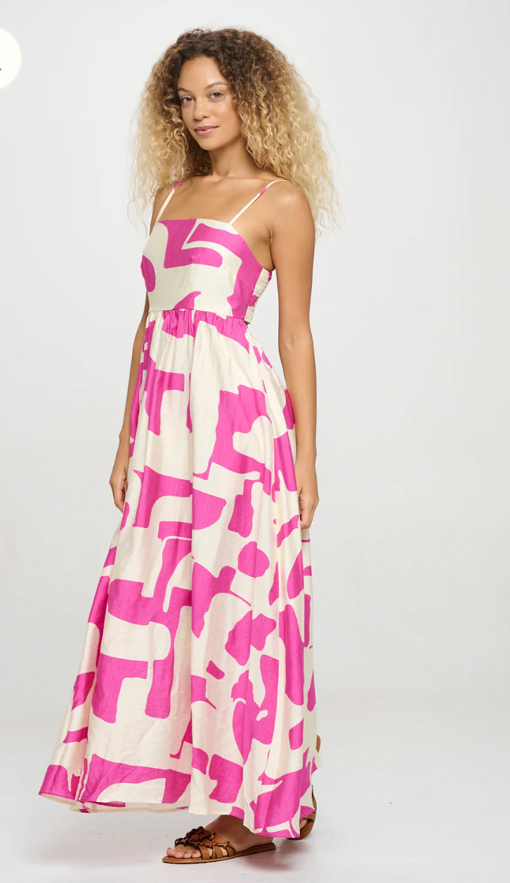 Fuchsia Wave Maxi Dress