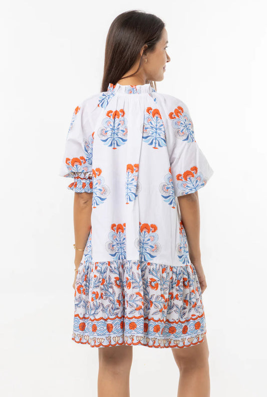 Claire Dress in Blue Orange-XS