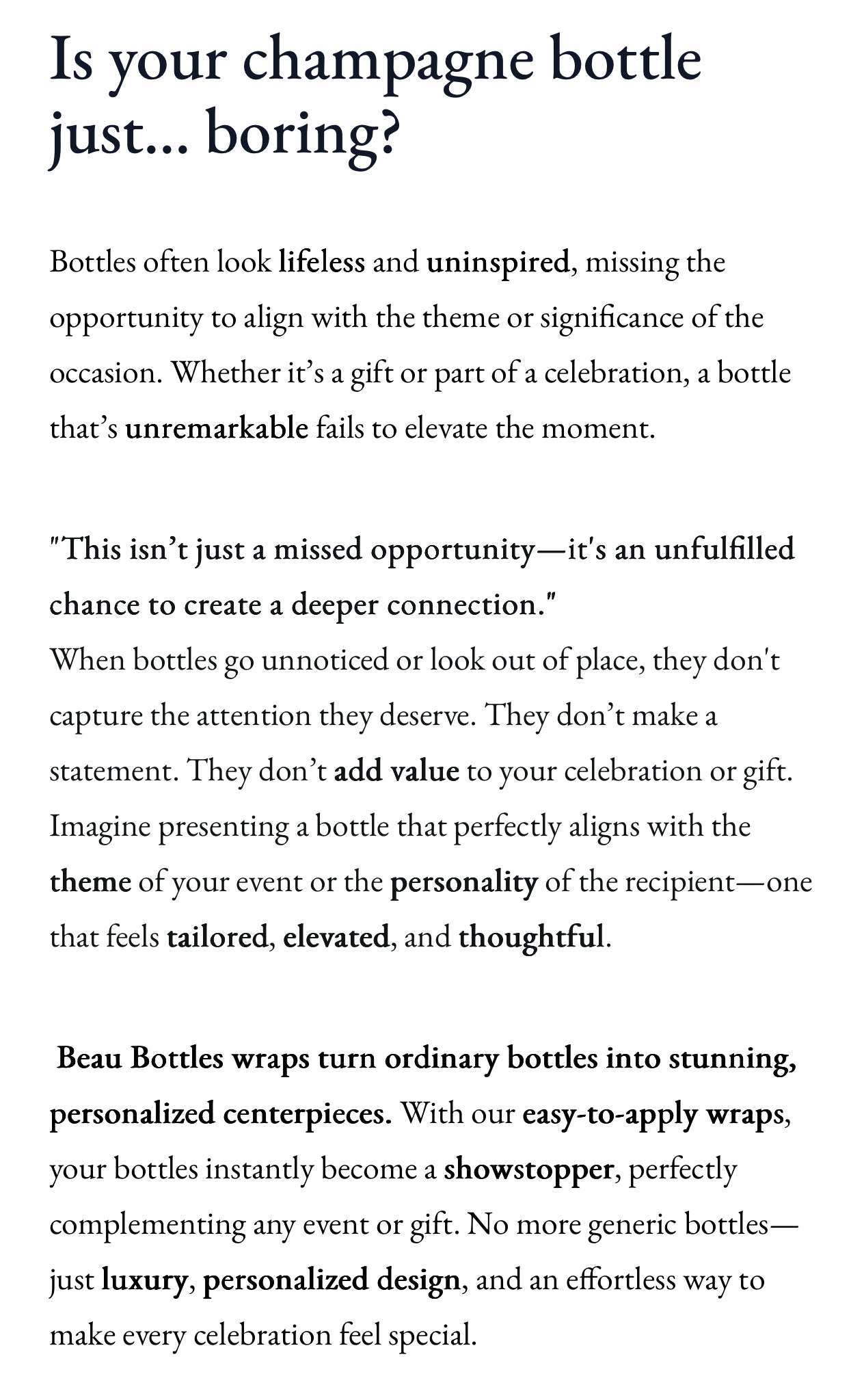 Beau Bottles: champagne bottle wrap