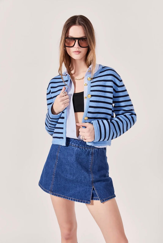 Navy & Blue Striped Cardigan