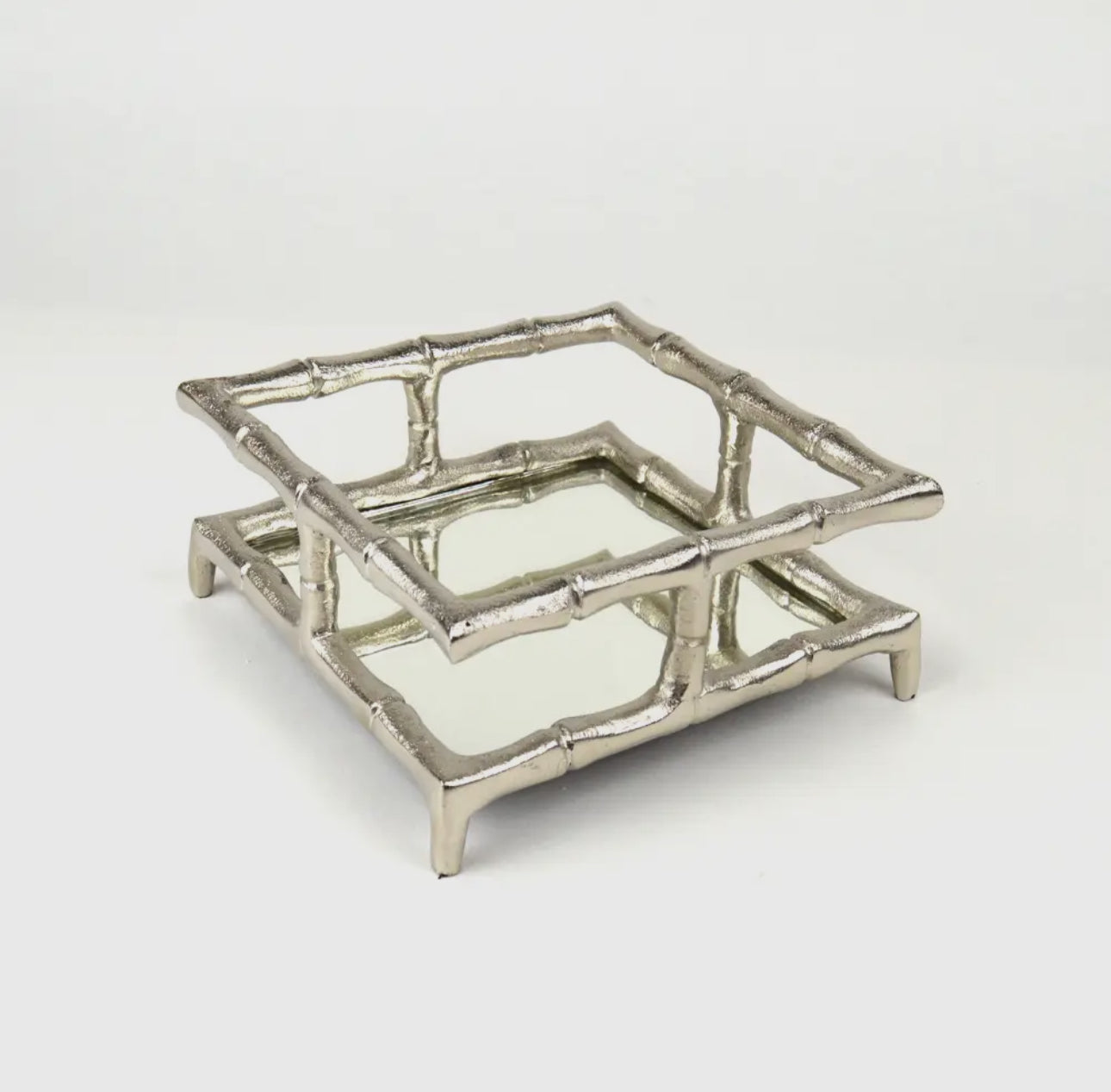 Bamboo Cocktail Napkin Tray-Silver