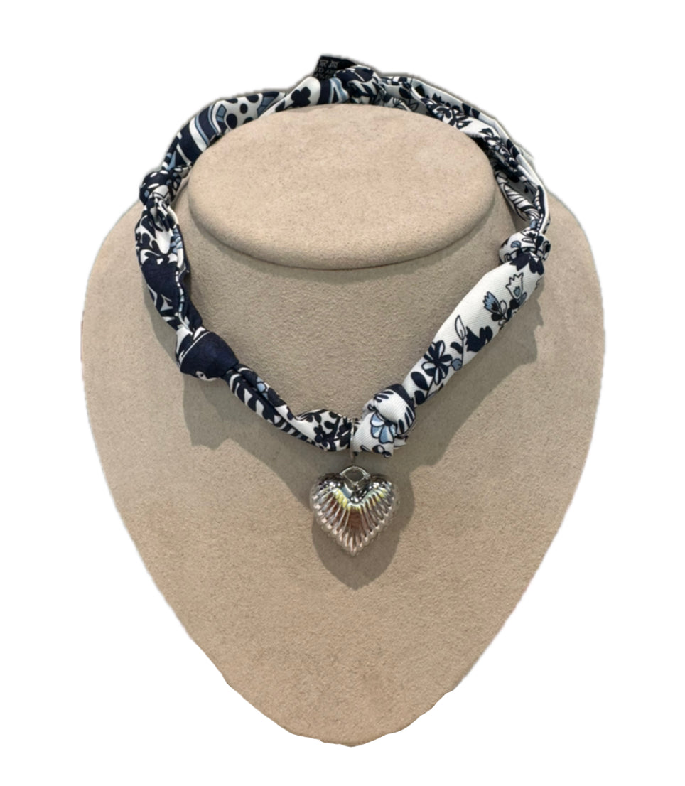 Navy Scarf Necklace