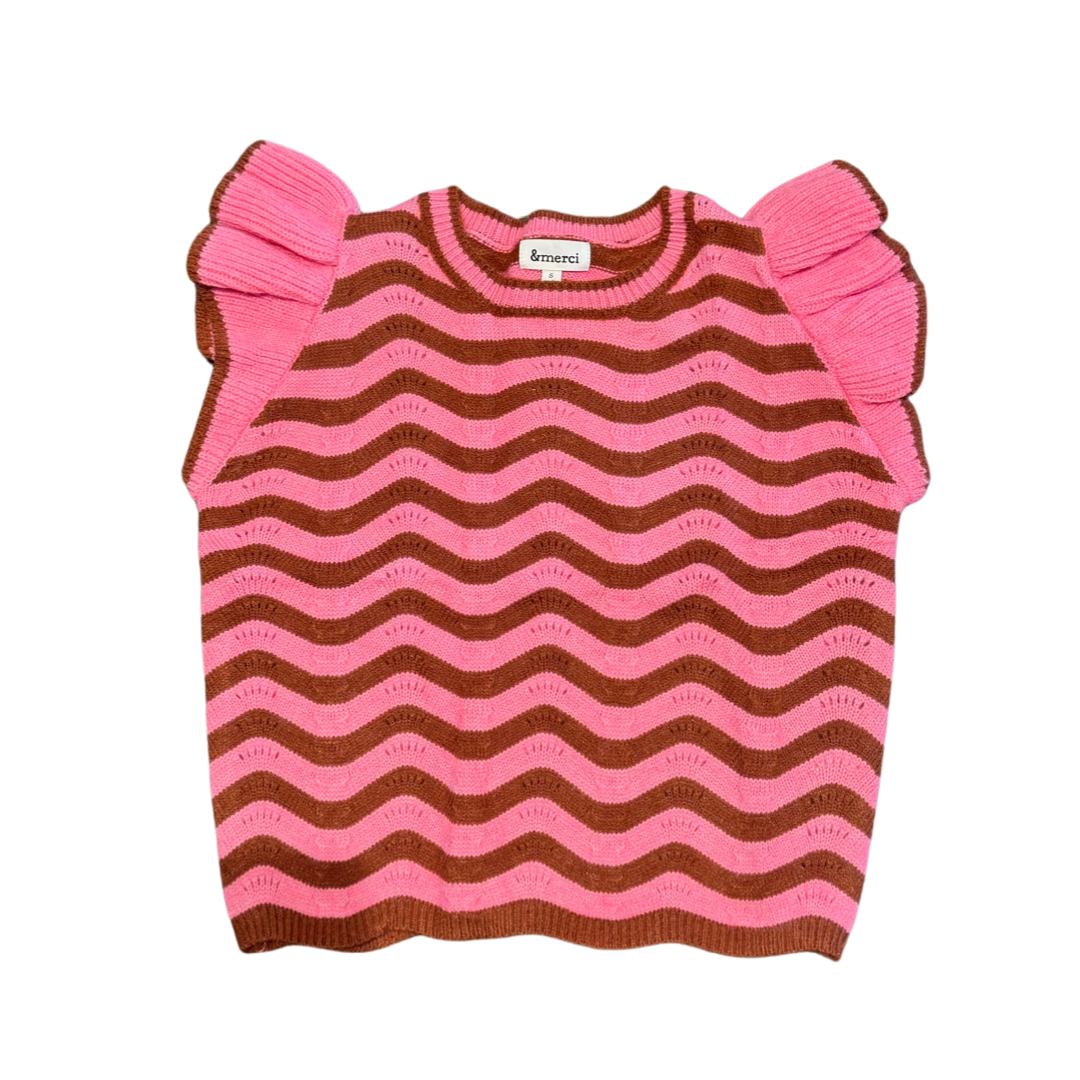 Wavy Stripe Sweater in Pinkberry Brick