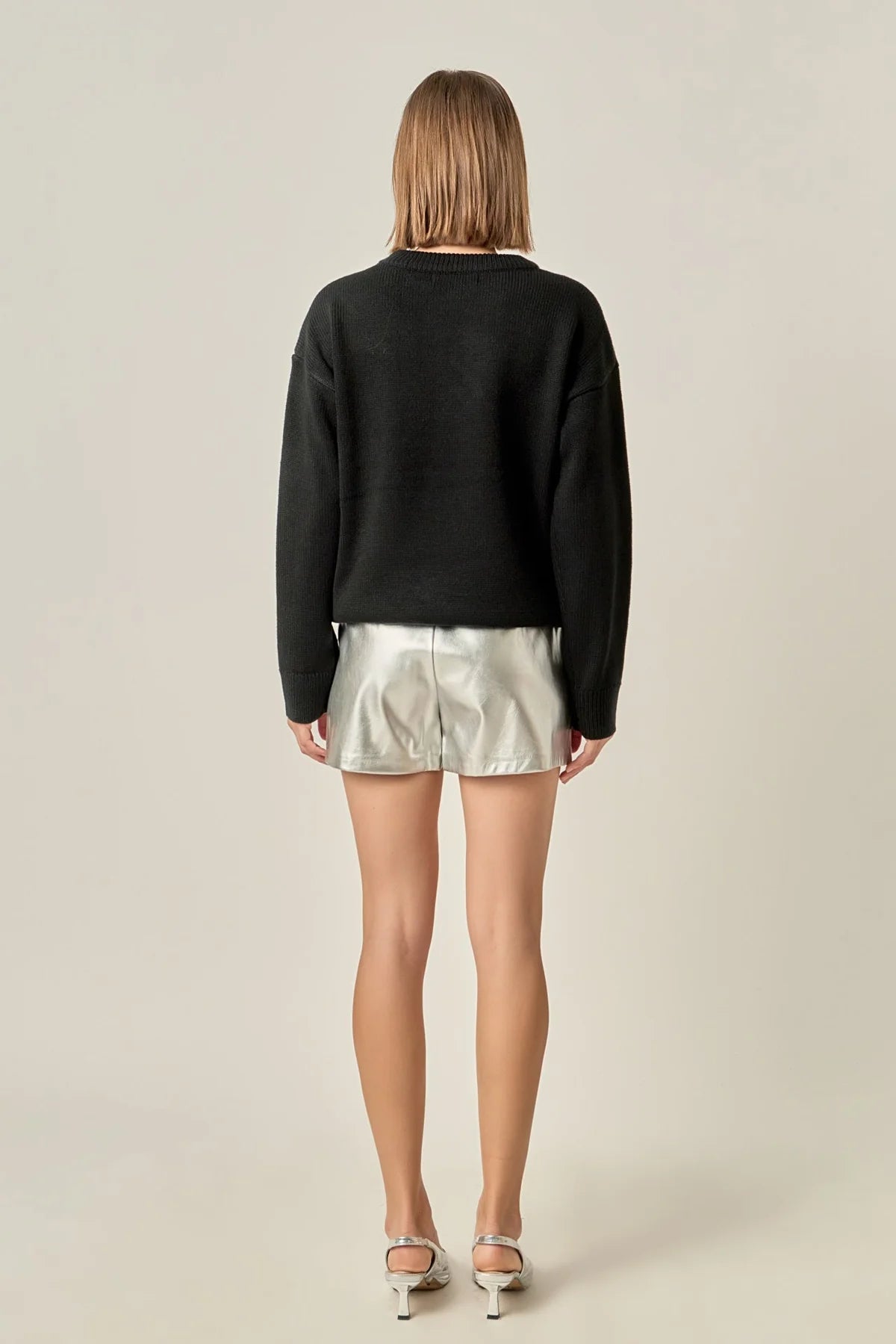 Metallic Silver Skort