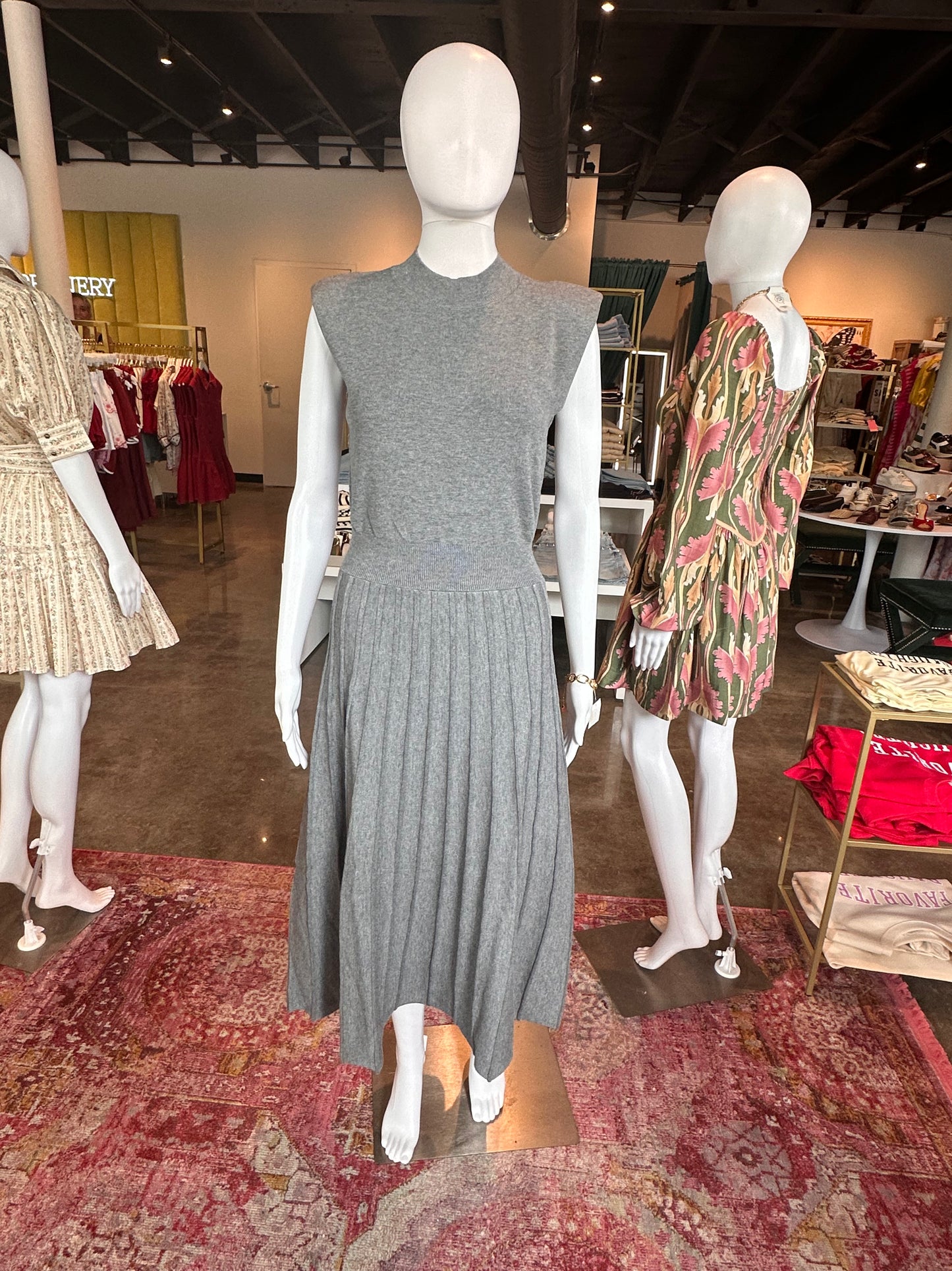 Pleated Sweater Dress