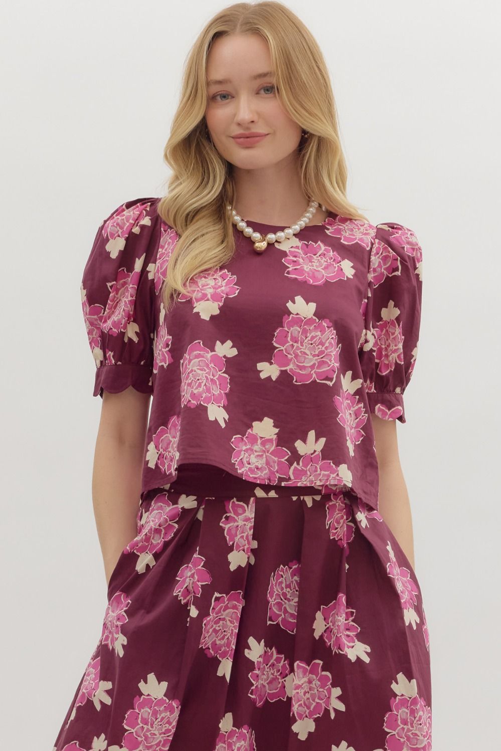 Burgundy Floral Top