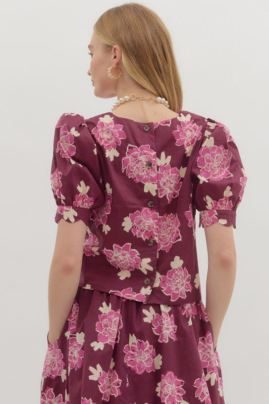 Burgundy Floral Top