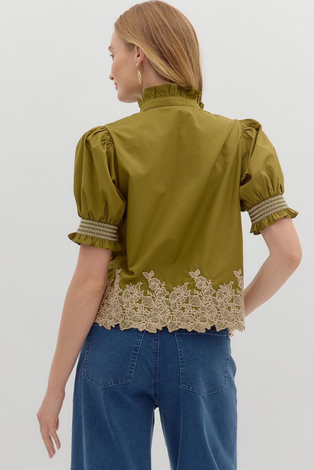 Olive Green Embroidered Top