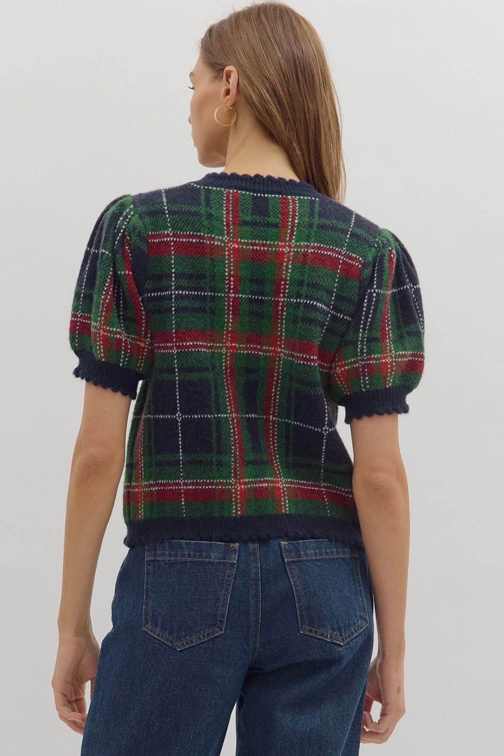 Navy Tartan Cardigan