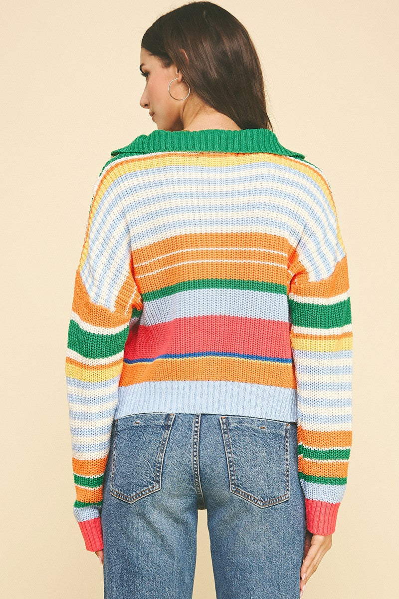 Multicolor Half Zip Sweater