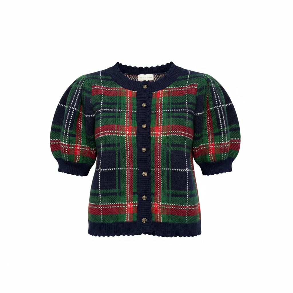Navy Tartan Cardigan