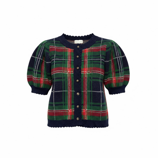 Navy Tartan Cardigan