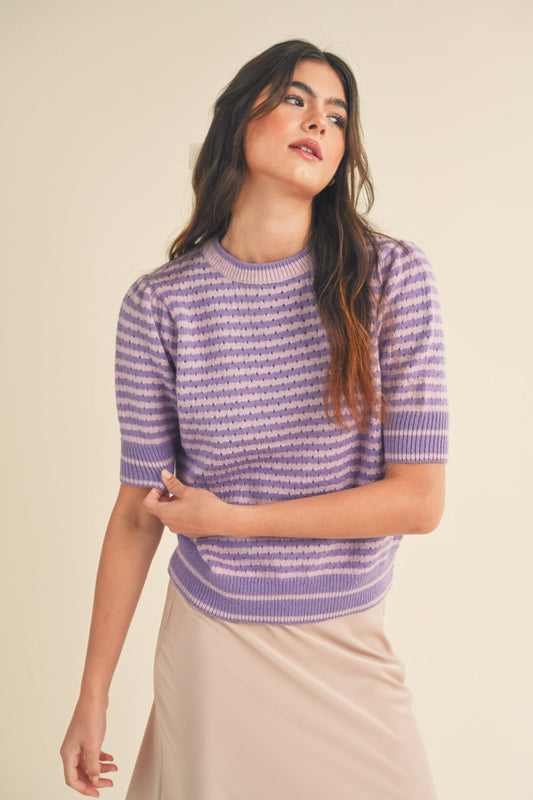 Round Neck Stripe Sweater Top