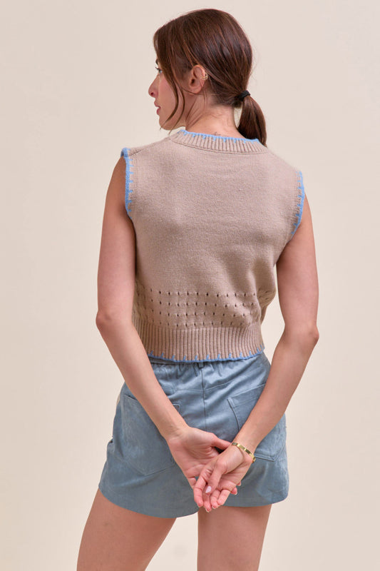 Sleeveless Sweater Top Beige