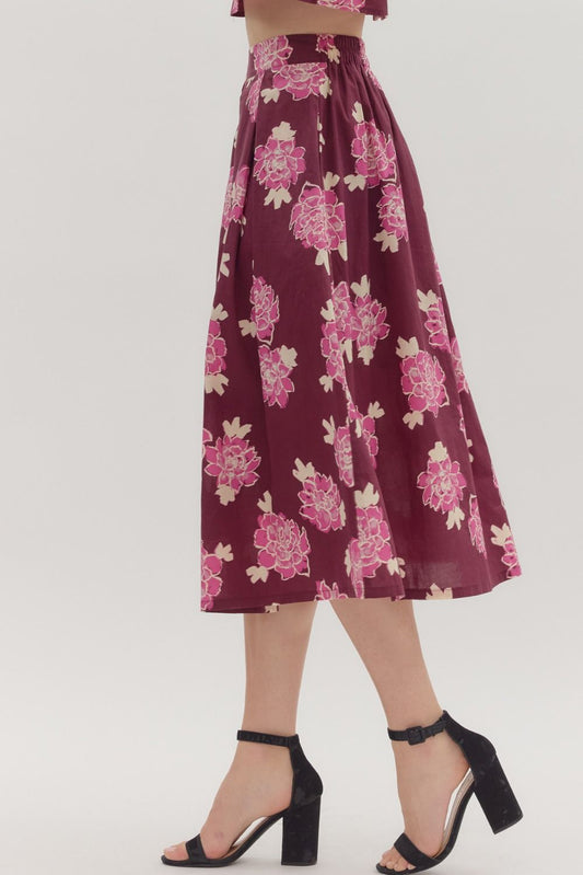 Floral Maxi Skirt-L