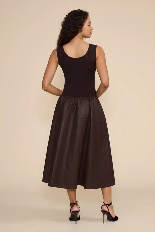 Chocolate Leather Skirt Tank Dress