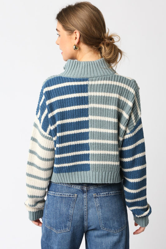 Striped Half Zip Sweater