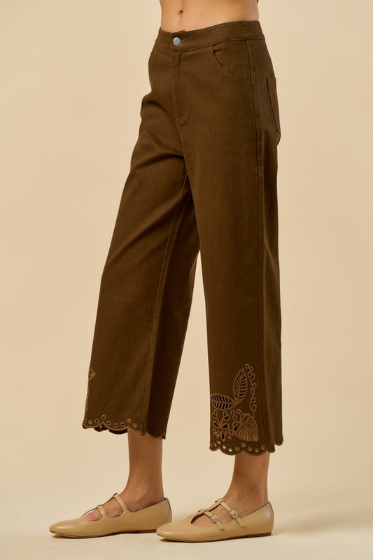 Scalloped Embroidered Pants