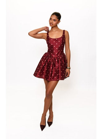 red polka dot mini dress Hutch Women's Soleil Sleeveless Basque Waist Mini Dress - Red - Size 4