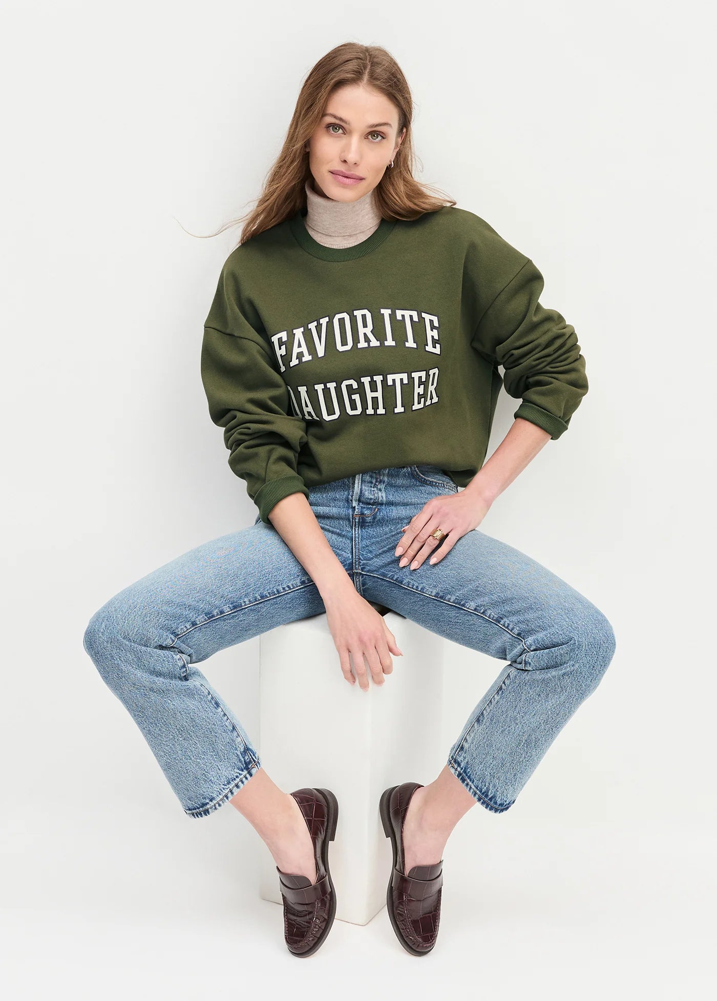 Favorite Daughter Cropped Collegiate Sweatshirt Smoketree