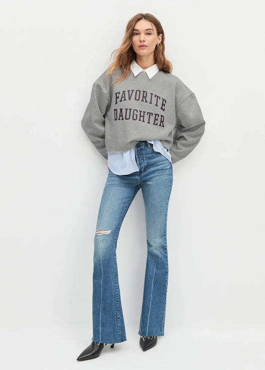 Favorite Daughter Cropped Collegiate Sweatshirt Grey