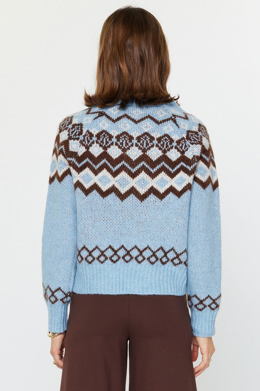 Smoke Blue Fair Isle Sweater