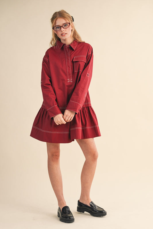 Contrast Stitch Mini Dress