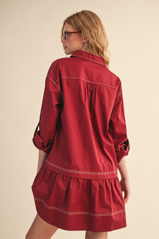 Contrast Stitch Mini Dress
