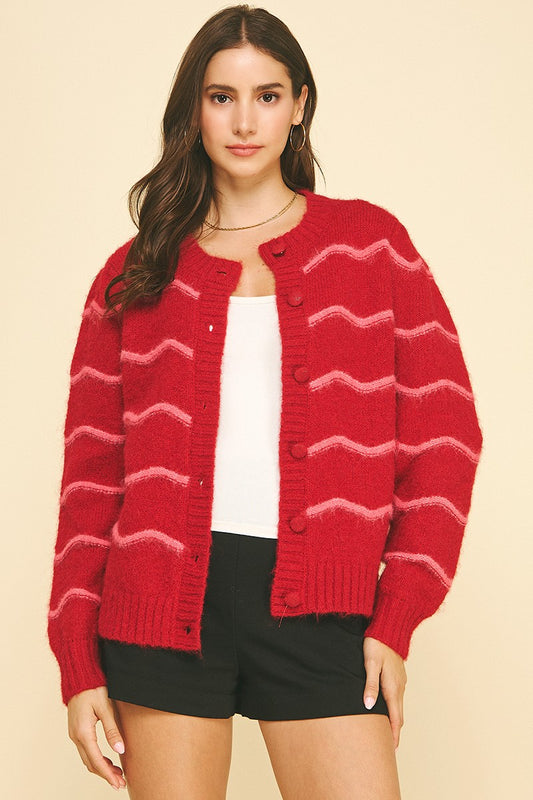 Striped Button Down Cardigan