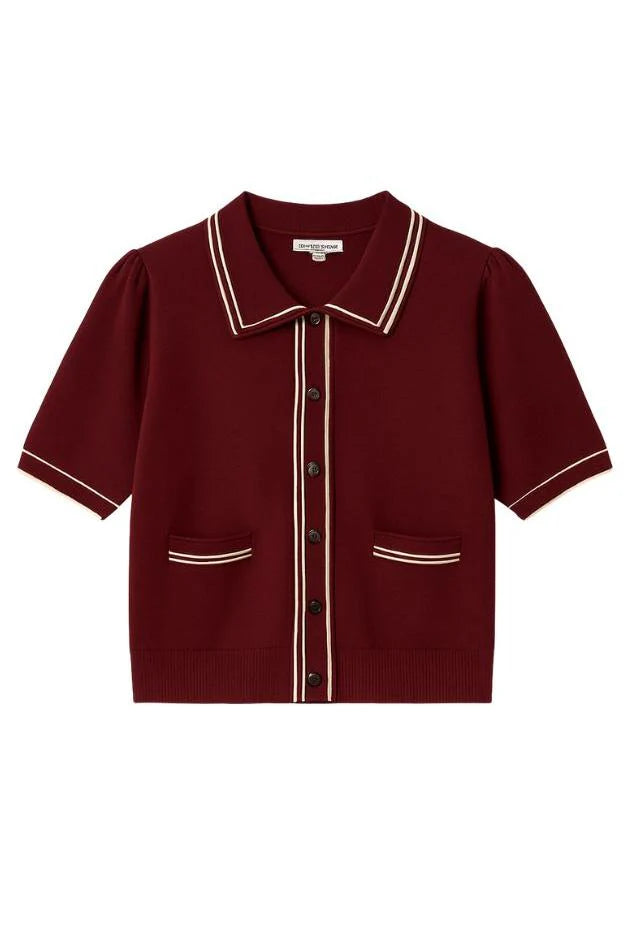 Burgundy Collared Cardigan