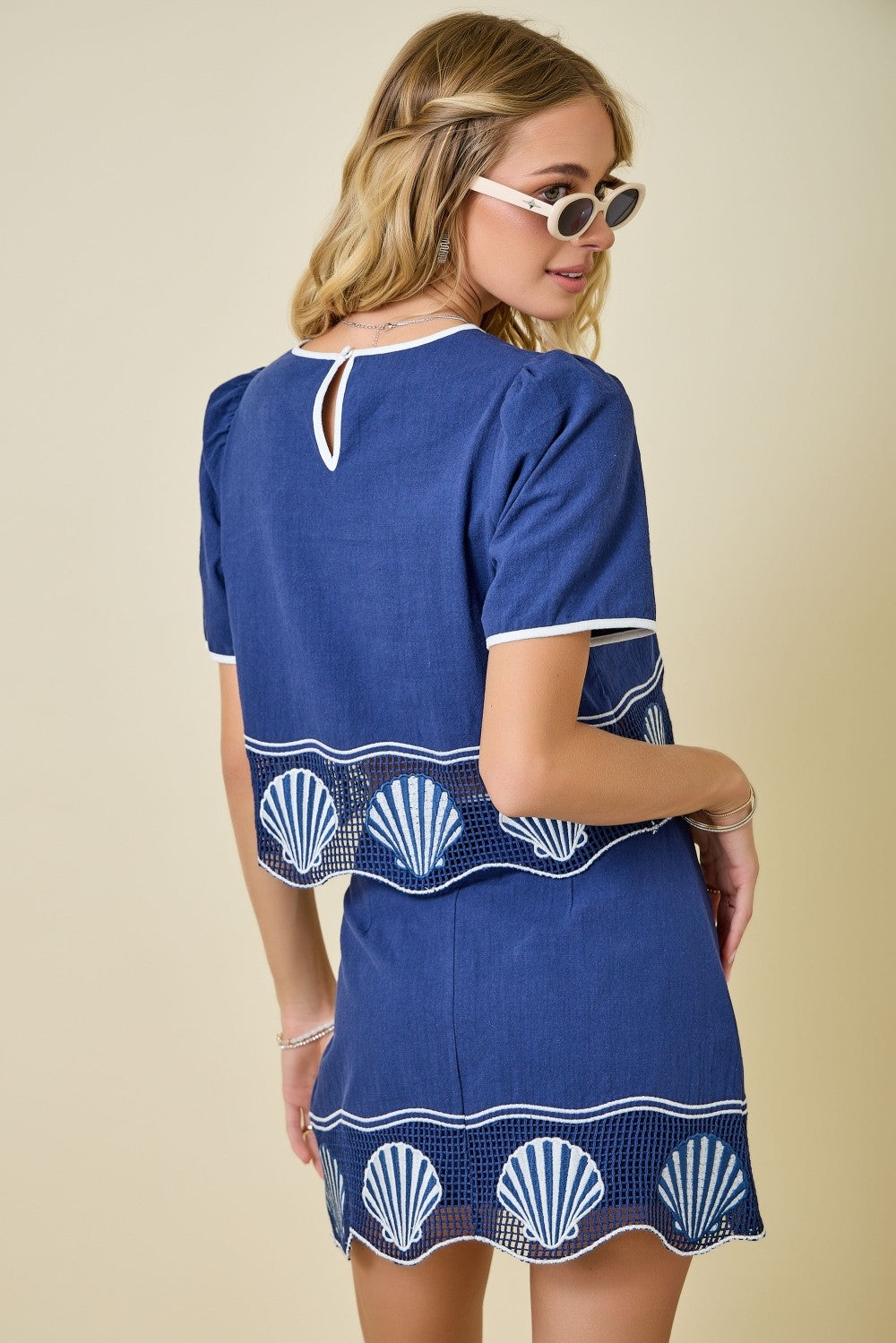 Seashell Embroidered Top