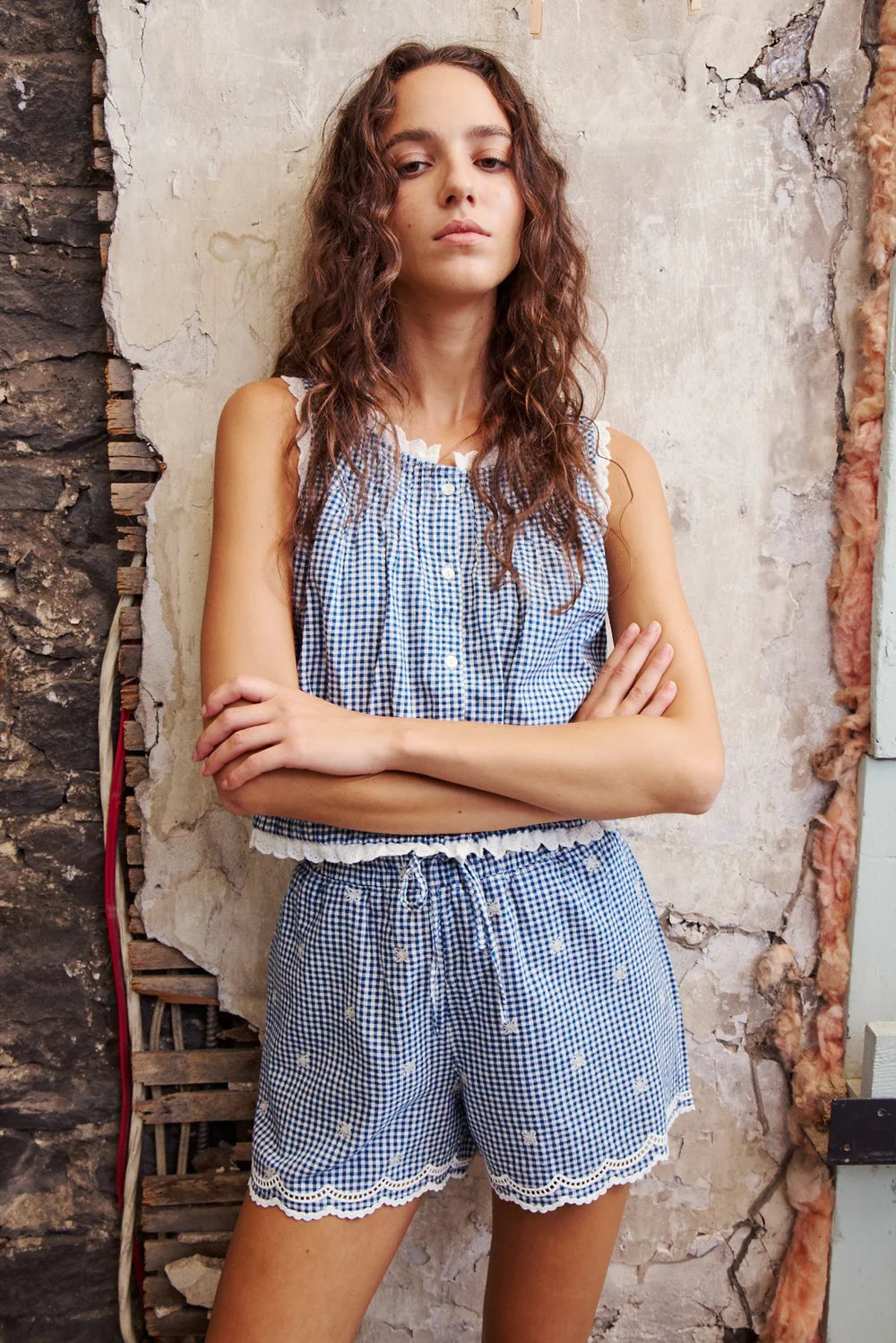 Monet Blouse in Blue Gingham