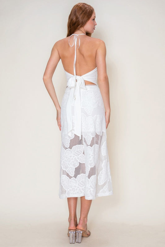 Net Lace Midi Skirt