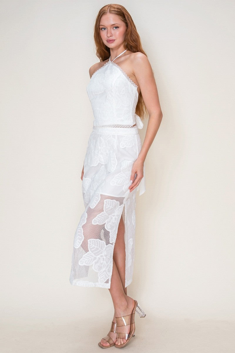 Net Lace Midi Skirt