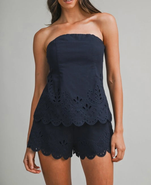 Embroidered Tube Top Set
