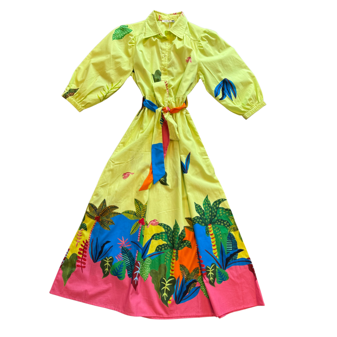 Remi Midi Dress in Tropical Patchwork