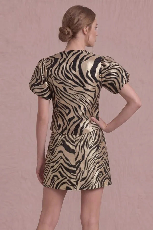 Tiger Jacquard Mini Skirt