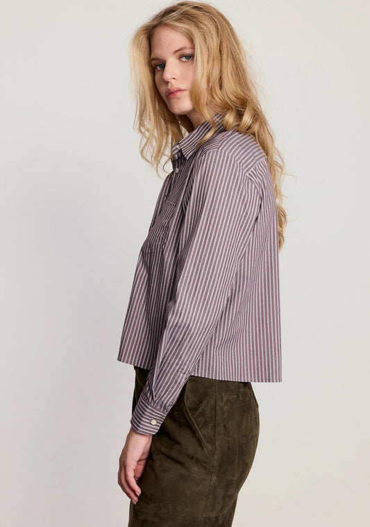 The LS Boxy Crop Brown Stripe
