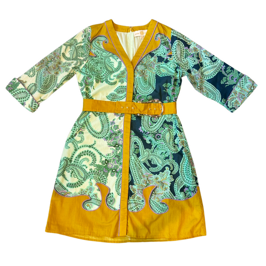 Poppy Dress in Aqua Paisley-XS